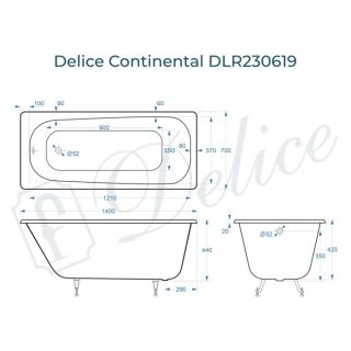 Ванна чугунная Delice Prestige DLR230619 140х70